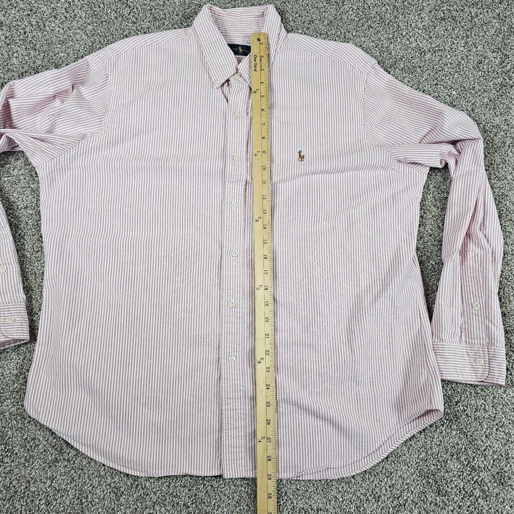 Ralph Lauren Shirt Mens XL Peach White Striped Oxford Long Sleeve Flesh Preppy - Picture 9 of 11